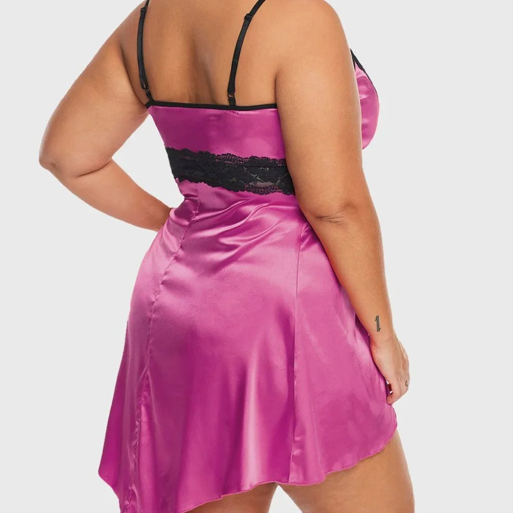 Rose Lace V Neckline Plus Size Babydoll - Picture 3 of 5
